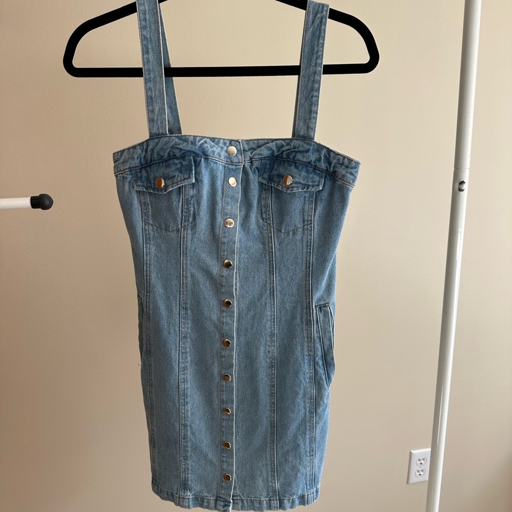 BDG Light Blue Denim Snap Dress